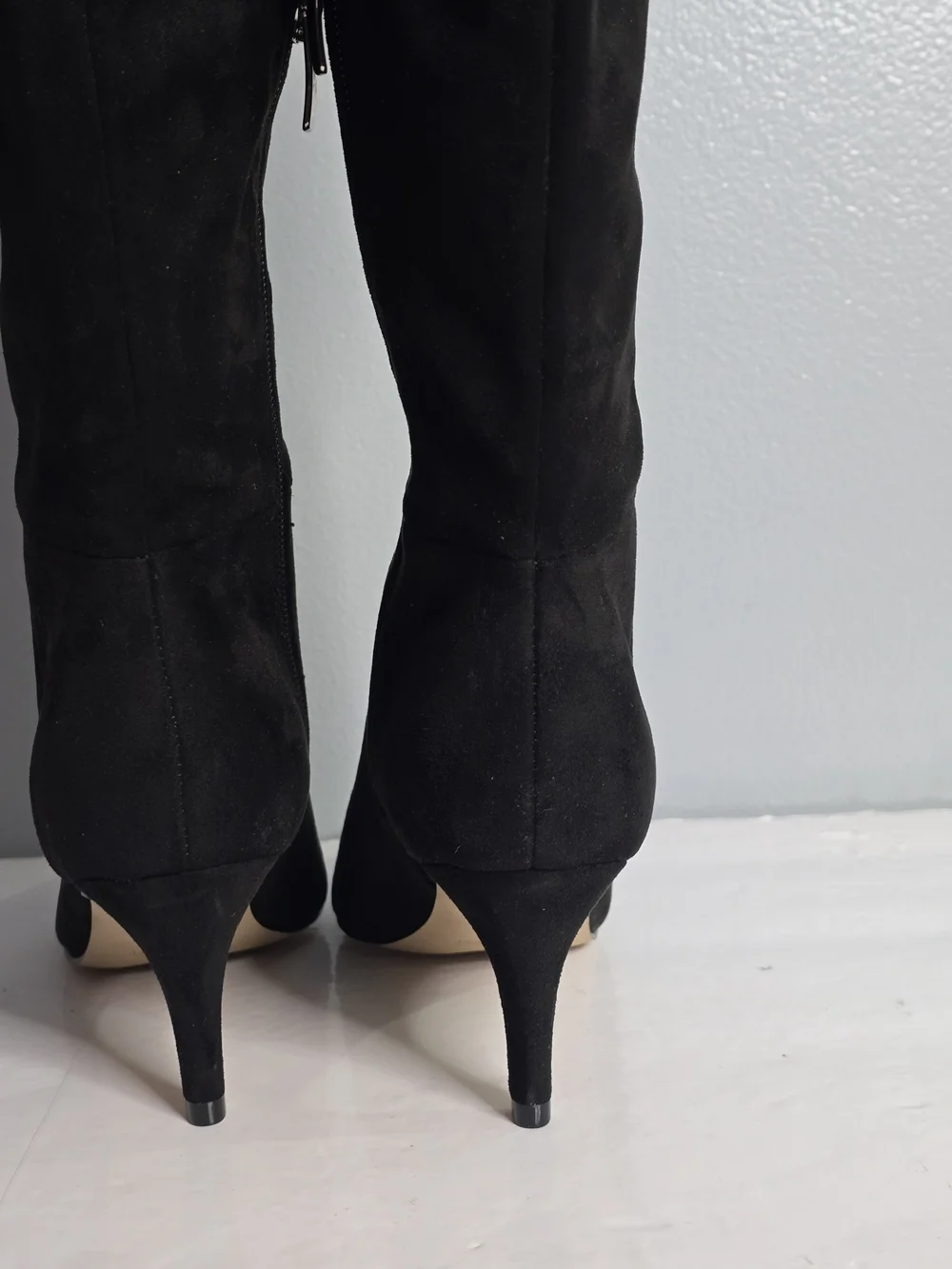NWOB Nine West Sensa Black Faux Suede Thigh-High Stiletto Boots